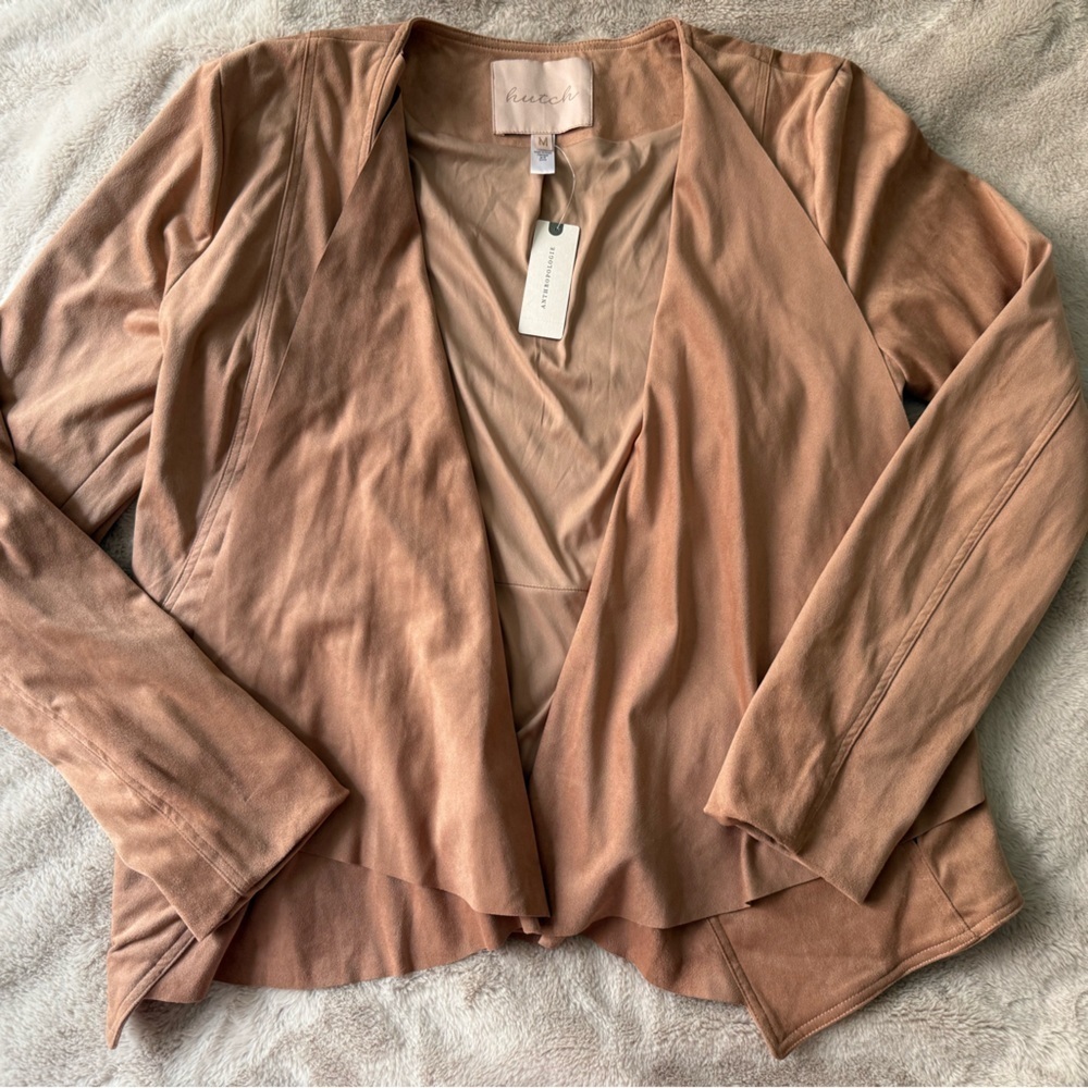 NWT Anthropologie Hutch Vegan Suede Jacket Blush Neutral Size M - Picture 2 of 11